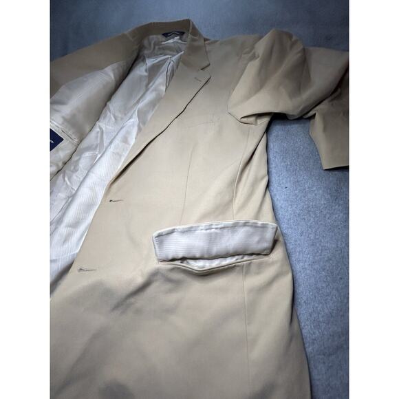Alan Flusser Blazer Mens 40L Long Silk Cotton Blend Suit Jacket Beige Sport Coat - Picture 14 of 14